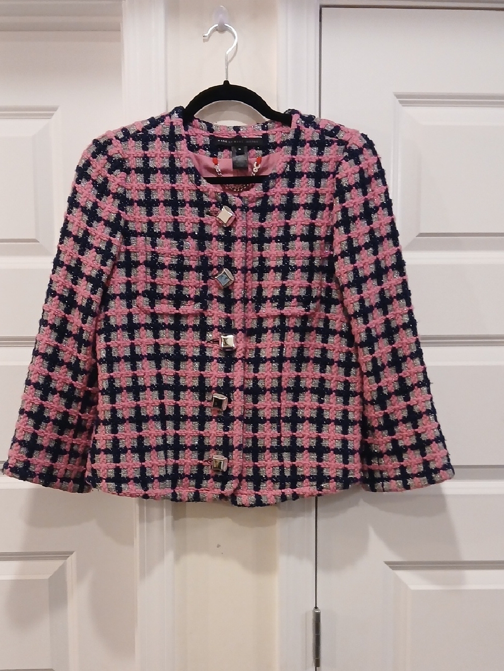 Marc By Marc Jacobs Pink Tweed Blazer Wool Blend Size 6
